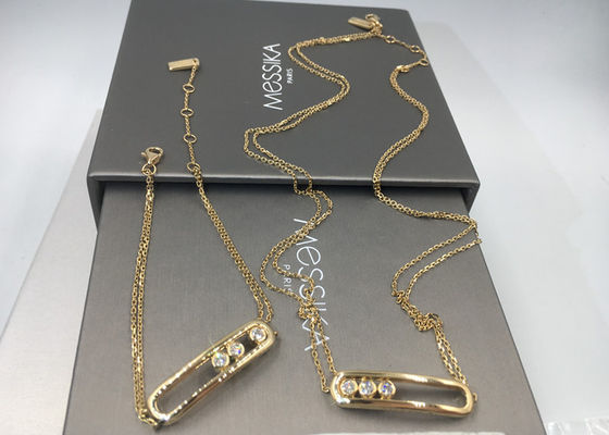 Qualität Doppelkettengelbes Gold halsketten-Paris Jewelry18K kein Edelstein mit Sattel-Form Fabrik