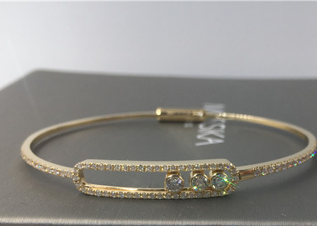 Schmuck-gelbes Goldbewegen dünne Armband-Armbänder 18K Paris mit 3 Stücken Diamanten